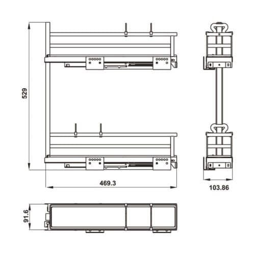 Bộ rổ gia vị Hafele Omero 549.20.840 150mm (phải) 5 Kích thước bộ rổ gia vị Hafele Omero 549.20.840 150mm (phải)