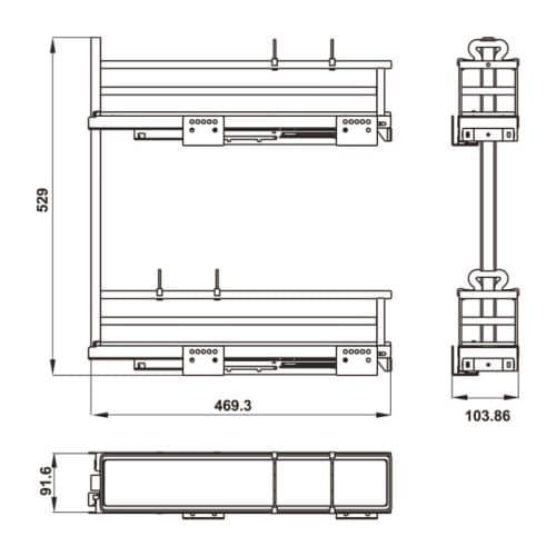Bộ rổ gia vị Hafele Omero 549.20.841 200mm (phải) 5 Kích thước bộ rổ gia vị Hafele Omero 549.20.841 200mm (phải)