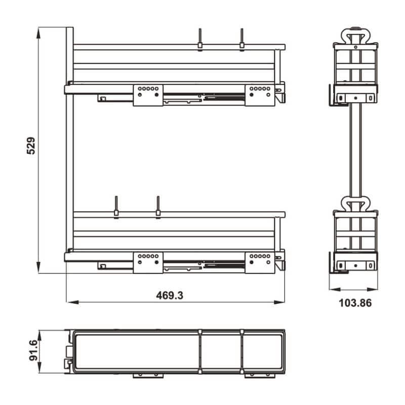 Kích thước bộ rổ gia vị Hafele Omero 549.20.841 200mm (phải) Kích thước bộ rổ gia vị Hafele Omero 549.20.841 200mm (phải)