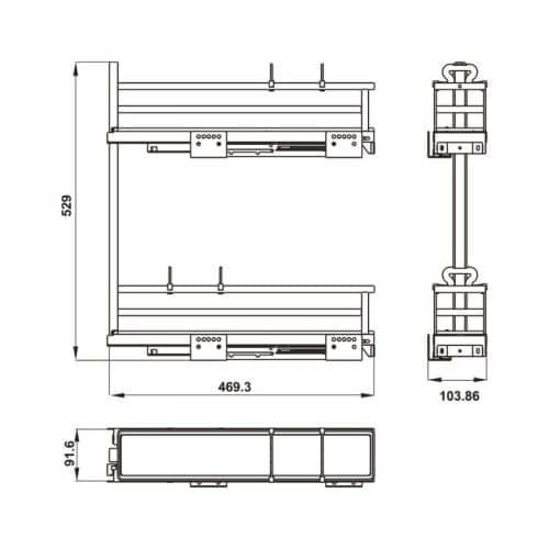 Bộ rổ gia vị Hafele Omero 549.20.891 200mm (trái) 5 Kích thước bộ rổ gia vị Hafele Omero 549.20.891 200mm (trái)