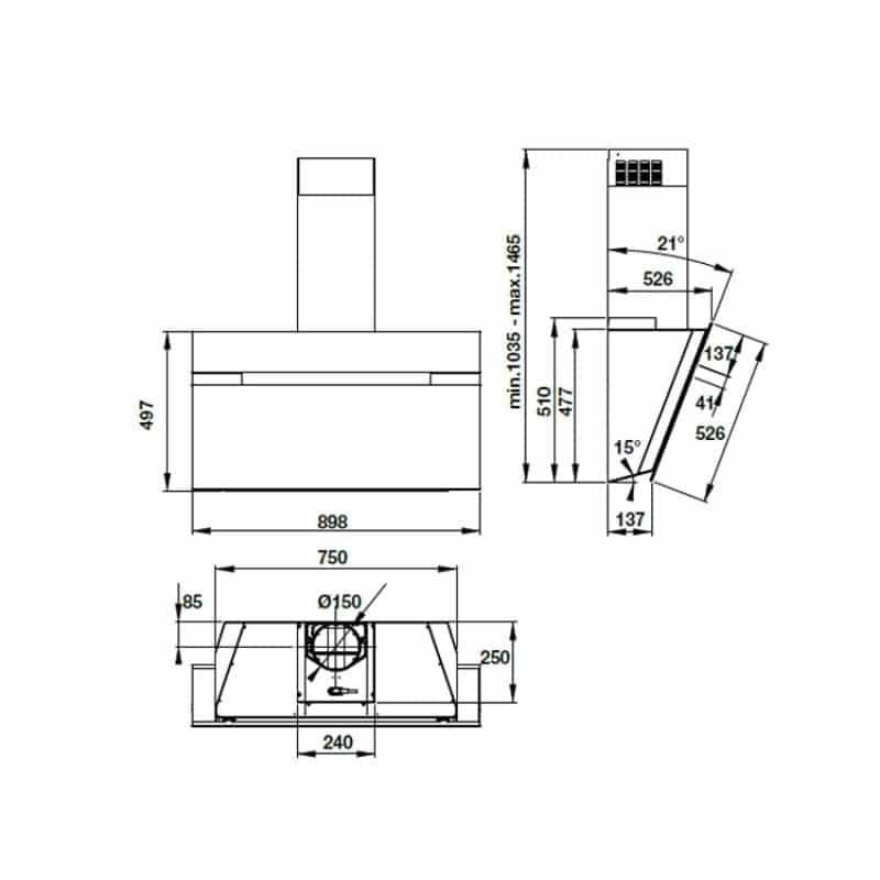 Thiết kế của Máy hút mùi gắn tường Hafele HH-WVG90B Thiết kế của Máy hút mùi gắn tường Hafele HH-WVG90B