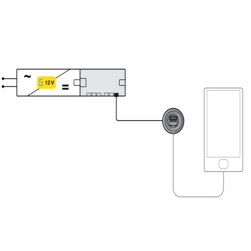 Cấu tạo cổng sạc USB 12V Hafele 833.73.753 Cấu tạo cổng sạc USB 12V Hafele 833.73.753