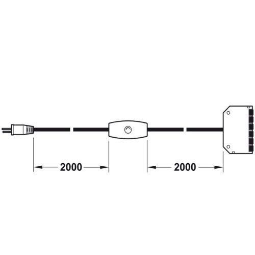 Cấu tạo dây dẫn điện với công tắc chạm & bộ chia cổng 12V Hafele 833.74.709