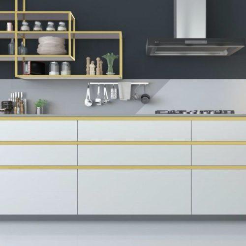 Hình ảnh lắp đặt tay nắm tủ ngang Gola chữ J 2800mm Hafele 126.37.904