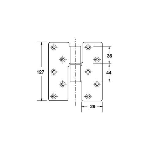 Bản lề trục giữa Hafele 926.51.009 3 Kích thước Bản lề trục giữa Hafele 926.51.009