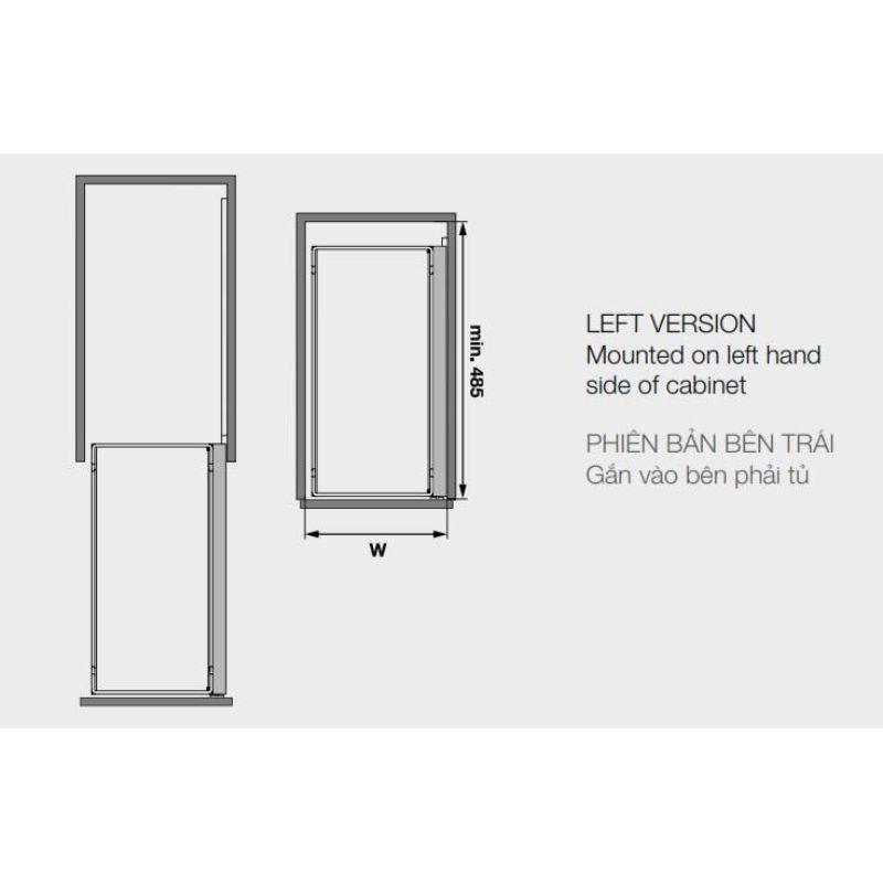 Kích thước Bộ rổ kéo Comfort II 400mm trái Hafele 545.53.765 Kích thước Bộ rổ kéo Comfort II 400mm trái Hafele 545.53.765