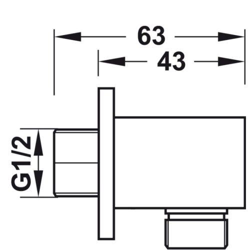 Kích thước bộ tiếp nước dạng vuông Hafele 485.60.009