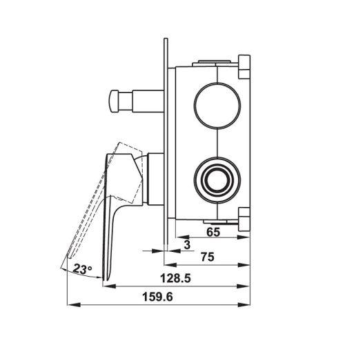 Bộ trộn âm 2 đường nước Kobe Hafele 589.15.037 3 Kích thước Bộ trộn âm 2 đường nước Kobe Hafele 589.15.037