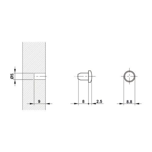 Kích thước chặn cửa giảm ồn Hafele 356.20.460