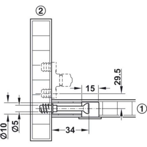 Chốt nối nhỏ ren 8.5mm Hafele 262.28.615 3 Kích thước chốt nối nhỏ ren 8.5mm Hafele 262.28.615