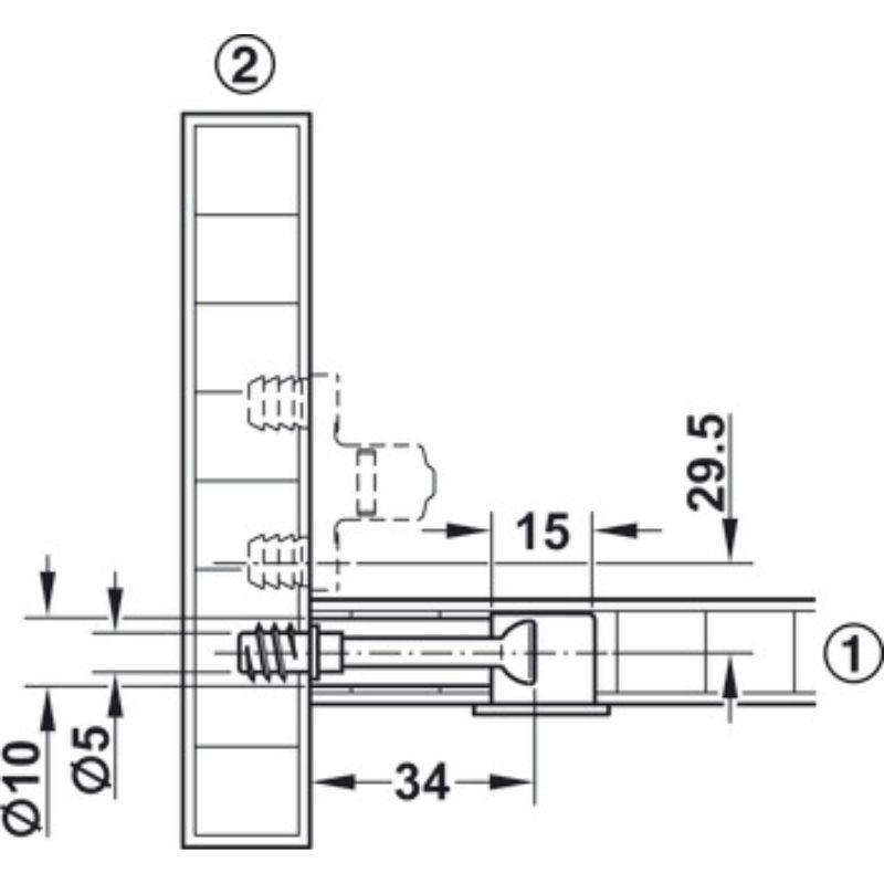 Kích thước chốt nối nhỏ ren 8.5mm Hafele 262.28.615 Kích thước chốt nối nhỏ ren 8.5mm Hafele 262.28.615