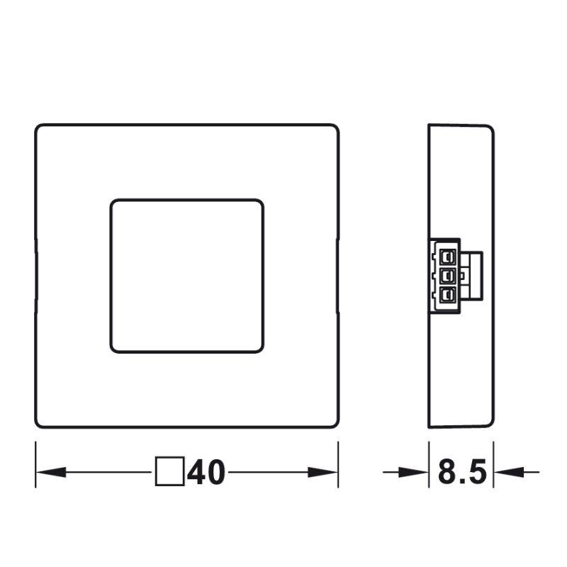 Kích thước công tắc cảm biến tắt/mở lắp nổi Hafele 833.89.136 Kích thước công tắc cảm biến tắt/mở lắp nổi Hafele 833.89.136