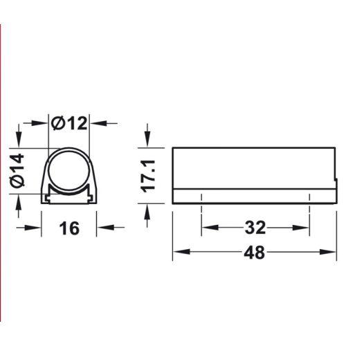 Kích thước đế dành cho công tắc lắp nổi Hafele 833.89.092