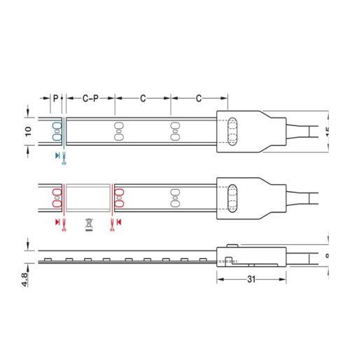 Kích thước đèn Led dây Silicone 8mm 12V Hafele 833.74.347