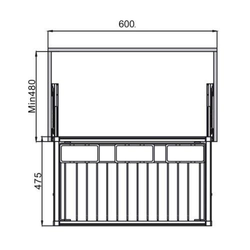 Giá treo quần 600mm Hafele 807.95.111 3 Kích thước giá treo quần 600mm Hafele 807.95.111