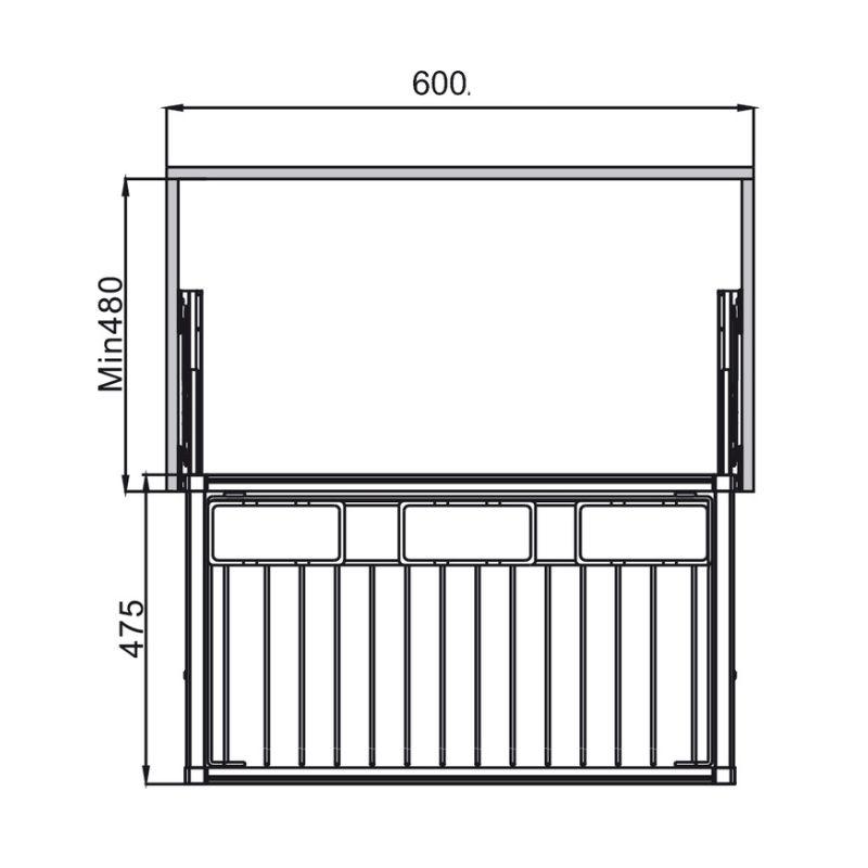 Kích thước giá treo quần 600mm Hafele 807.95.111 Kích thước giá treo quần 600mm Hafele 807.95.111