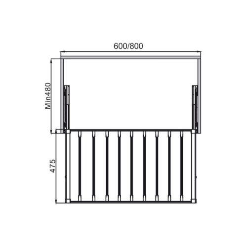 Kích thước giá treo quần 600mm Hafele 807.95.121