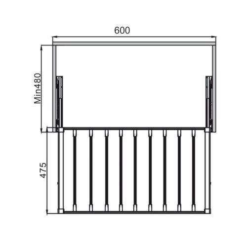 Kích thước giá treo quần 600mm Hafele 807.95.821