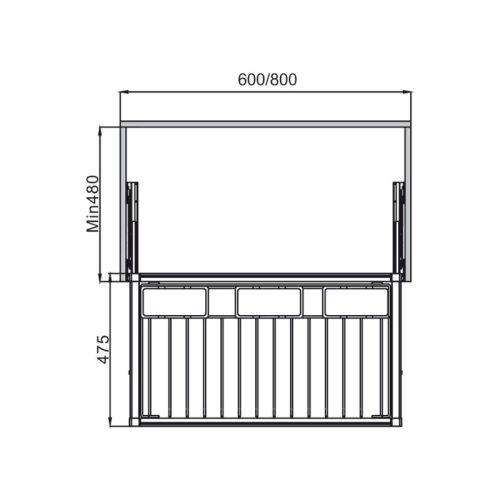 Giá treo quần 800mm với hộp nhựa Hafele 807.95.813 3 Kích thước giá treo quần 800mm Hafele 807.95.813