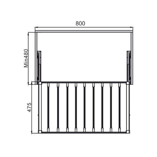 Kích thước giá treo quần 800mm Hafele 807.95.823