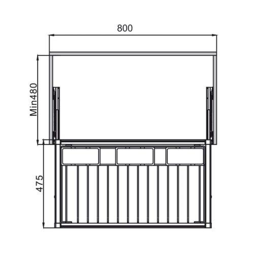 Kích thước giá treo quần 800mm với hộp nhựa Hafele 807.95.113