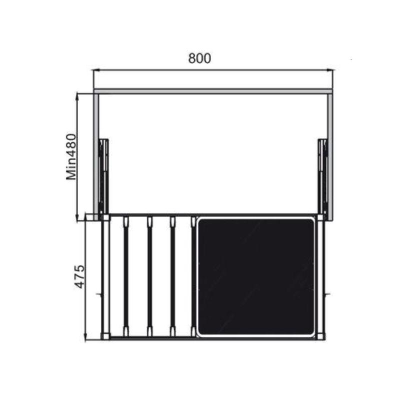 Kích thước giá treo quần kèm giỏ 800mm Hafele 807.95.831 Kích thước giá treo quần kèm giỏ 800mm Hafele 807.95.831