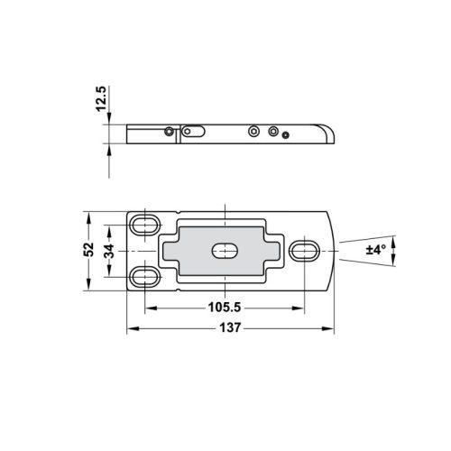 Kích thước Bản lề dương sàn 100Kg Hafele HPF100 981.78.902