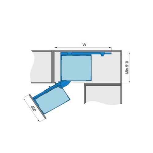 Kích thước kệ góc xoay 900mm Magic Corner mở trái Imundex 7 803 703