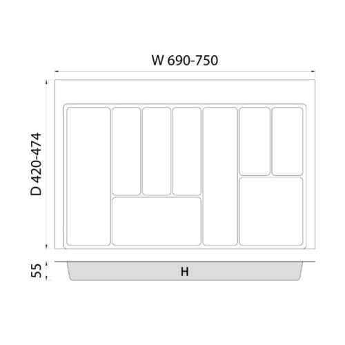 Kích thước khay chia tủ bếp Hafele 800mm Imundex 7 806 942