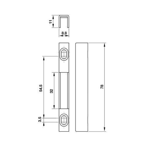 Kích thước mặt nạ khóa cửa sổ trượt nhôm Hafele 911.38.212