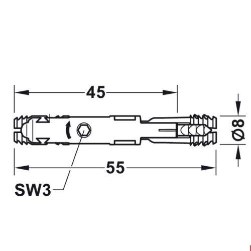 Phụ kiện kết nối Ixconnect SC 8/60 Hafele 262.11.117 3 Kích thước phụ kiện kết nối Ixconnect SC 8/60 Hafele 262.11.117
