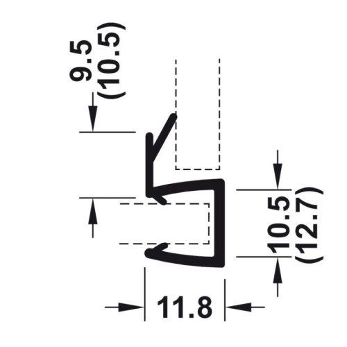 Kích thước ron cửa kính 90º kính dày 8-10mm Hafele 950.50.002