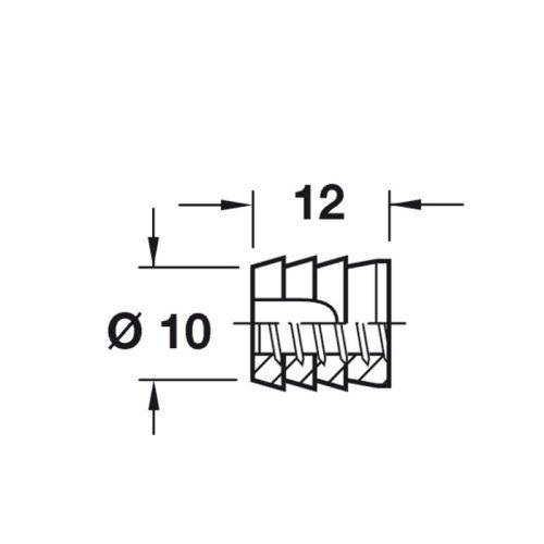 Kích thước tắc kê dán keo 12mm Hafele 039.32.050