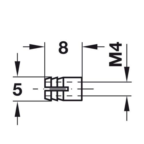Kích thước tắc kê đường ren M4 Hafele 051.45.004