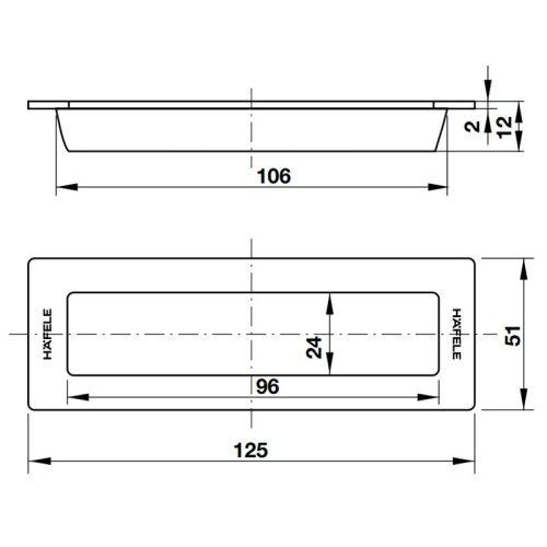 Kích thước tay nắm âm Hafele 489.72.136