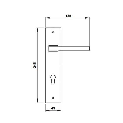 Tay nắm gạt đế dài Blade C/C 72mm Hafele 901.79.063 3 Kích thước tay nắm gạt đế dài Blade C/C 72mm Hafele 901.79.063