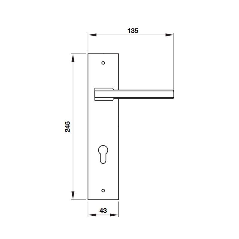 Kích thước tay nắm gạt đế dài Blade C/C 72mm Hafele 901.79.063 Kích thước tay nắm gạt đế dài Blade C/C 72mm Hafele 901.79.063