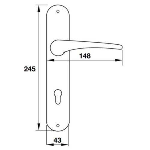 Kích thước tay nắm gạt đế dài mở phải C/C 72mm Hafele 901.79.084