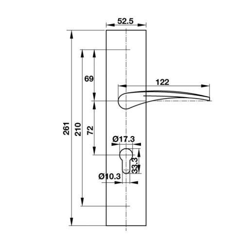 Tay nắm gạt mở phải C/C 72mm Hafele 903.99.321 3 Kích thước tay nắm gạt mở phải C/C 72mm Hafele 903.99.321