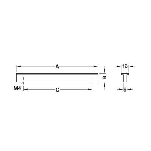 Kích thước tay nắm nhôm 120 mm Hafele 107.24.901