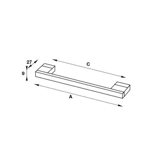 Kích thước tay nắm nhôm 180 mm Hafele 100.90.933