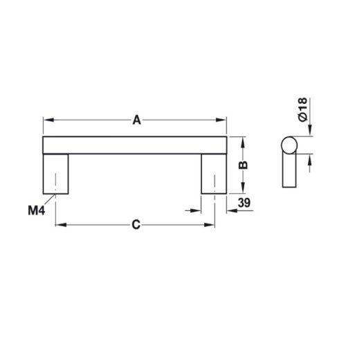 Kích thước tay nắm nhôm 199 mm Hafele 107.55.933