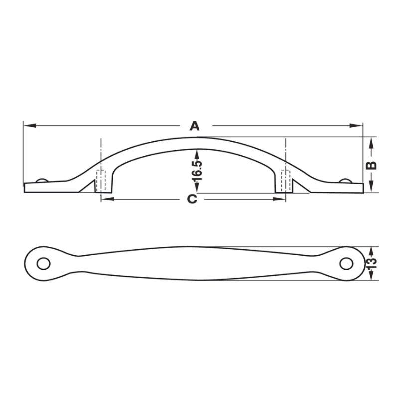 Kích thước tay nắm tủ 117mm Hafele 122.07.131 Kích thước tay nắm tủ Hafele 122.07.131