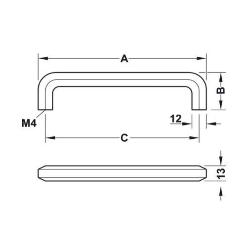 Kích thước tay nắm tủ Hafele 106.62.905