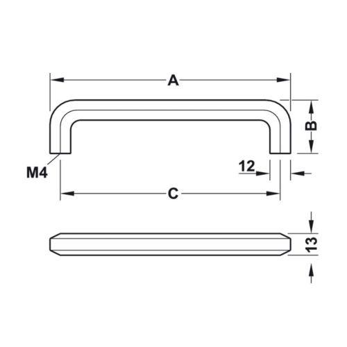 Kích thước tay nắm tủ Hafele 106.62.005