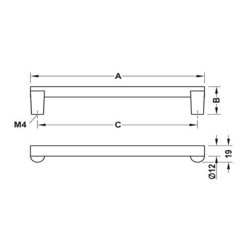 Kích thước tay nắm tủ Hafele 106.69.160