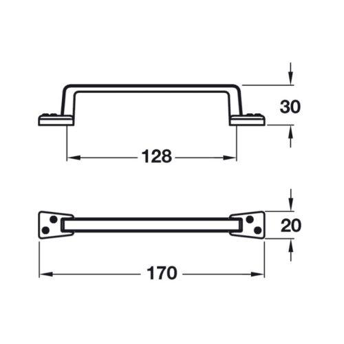 Kích thước tay nắm tủ Hafele 107.03.115