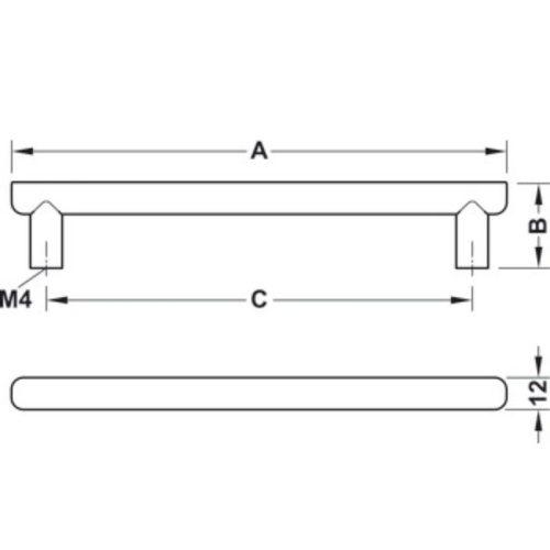 Kích thước tay nắm tủ 186mm H1560 Hafele 106.60.614