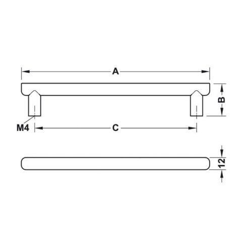 Kích thước tay nắm tủ 218mm H1560 Hafele 106.60.216