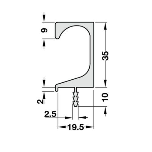 Kích thước tay nắm tủ dạng thanh nhôm Hafele 126.27.803